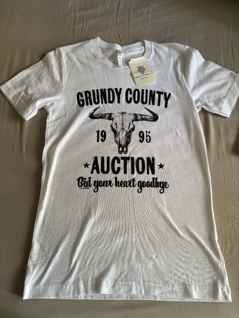 NWT Grundy County Auction Western Graphic Tee White | Country Concert Tee
